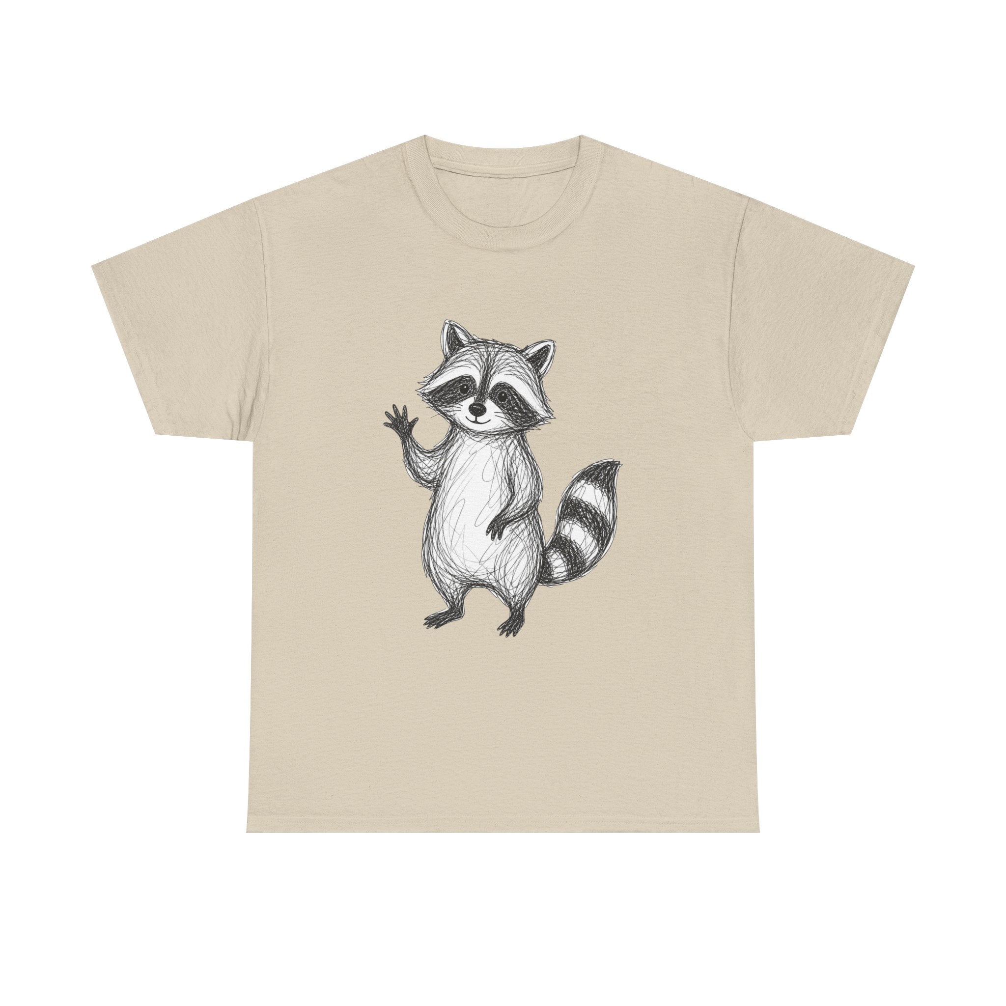 "Friendly Wave" Raccoon – Original Scribble Art Tee