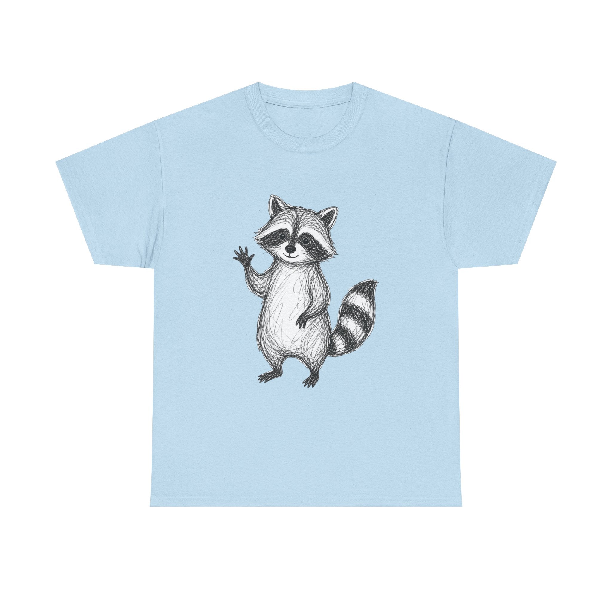 "Friendly Wave" Raccoon – Original Scribble Art Tee
