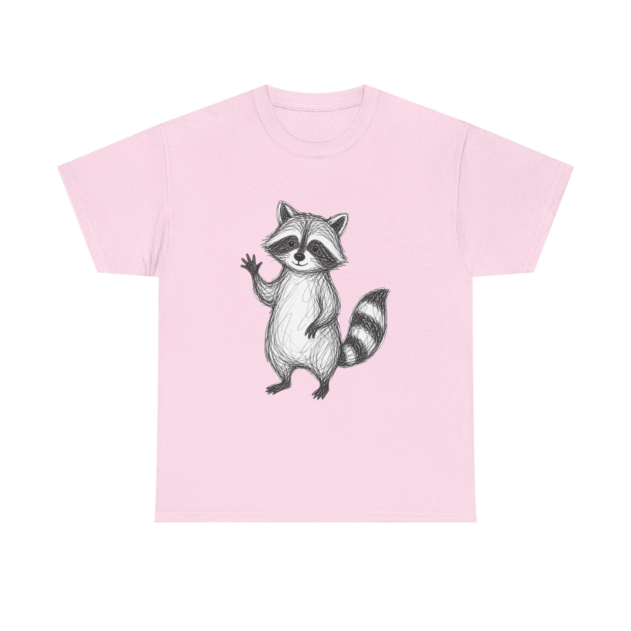 "Friendly Wave" Raccoon – Original Scribble Art Tee
